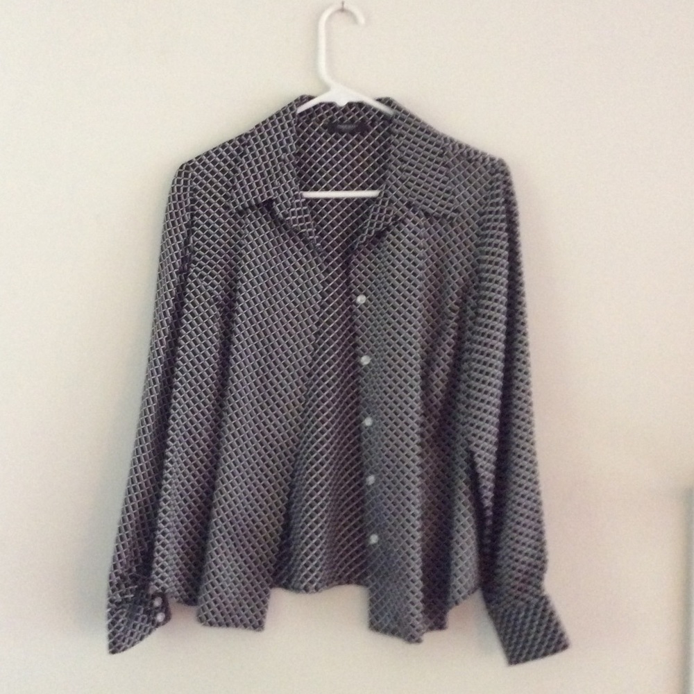Black and white patterned blouse from Alfani
